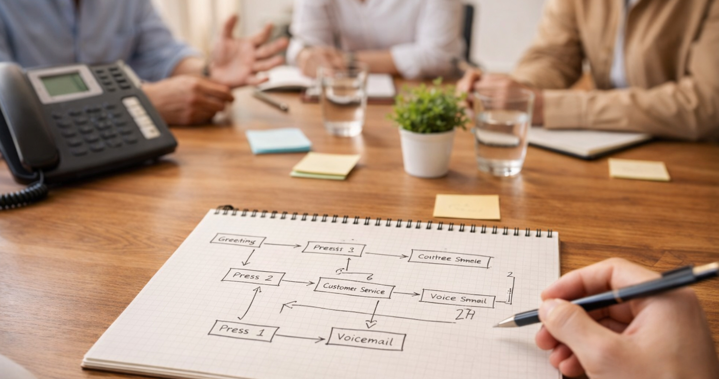 Besprechung Telefonansagen callflow